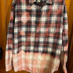 Eddie Bauer Men's Casual Plaid Shirt - Red and White